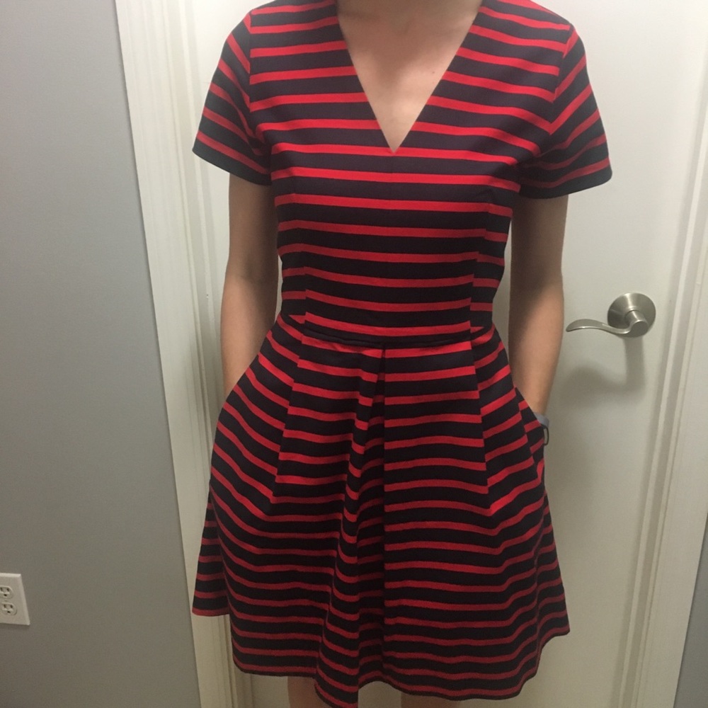 Navy and Red stripe dress